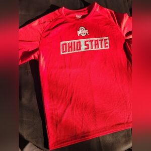 Hanes Red Ohio State Logo Short Sleeve Tee Lightweight Athletic Tailgate Large